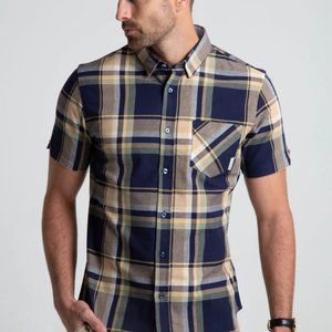 Oxford check organic cotton short-sleeve woven